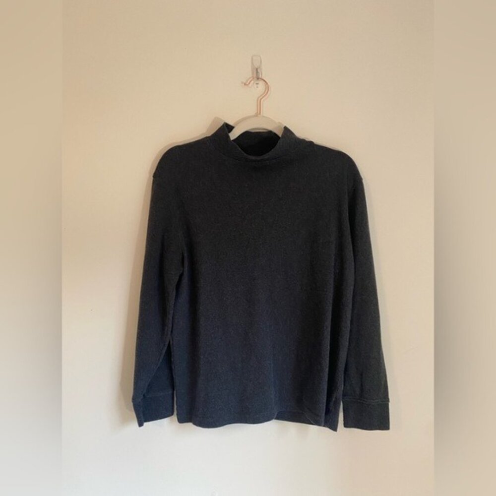 Charcoal Gray Long Sleeve Mock Turtleneck Top By Speculation Size S